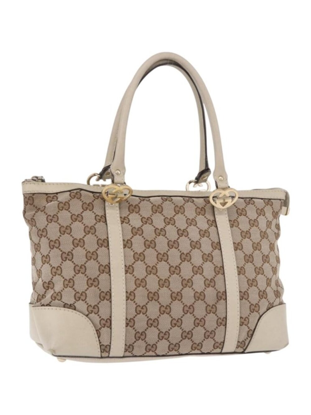 GUCCI GG Canvas Tote Bag Beige Gold 257069